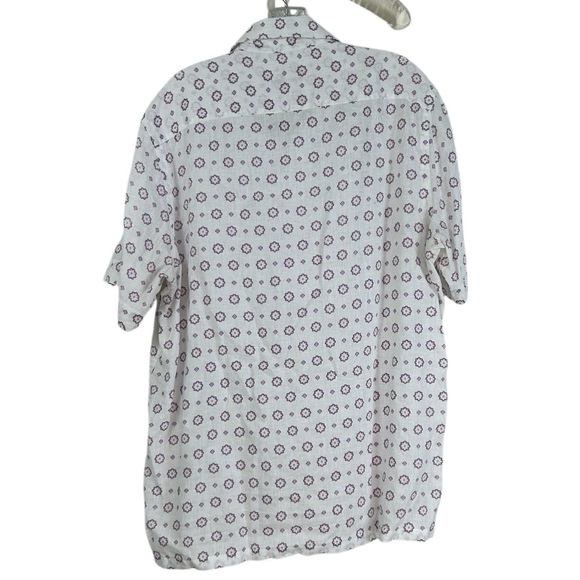 Tasso Elba Mens SZ M 100% Linen White Floral Button Short Sleeve Shirt Vacation - Picture 5 of 11